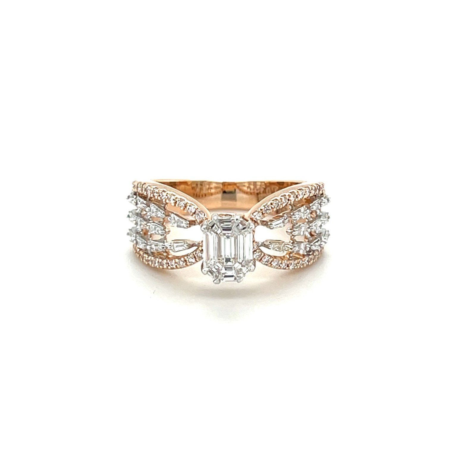 Modern Emerald-Cut Diamond Ring wit...